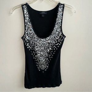 Express Black and Silver Sequin Tank Medium